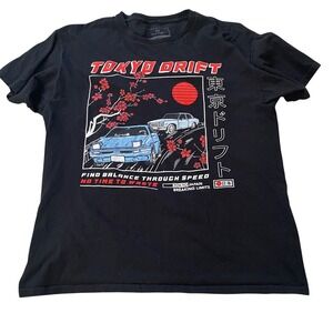 Red Eight Tokyo Drift Graphic T-Shirt Mens Large Black JDM Car Cherry‎ Blossom